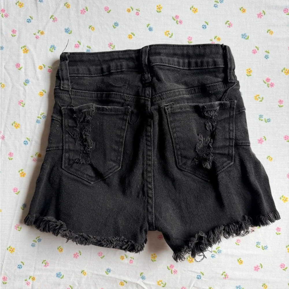 S.O.N.G. Black Distressed High Rise Jean Shorts - Picture 2 of 2